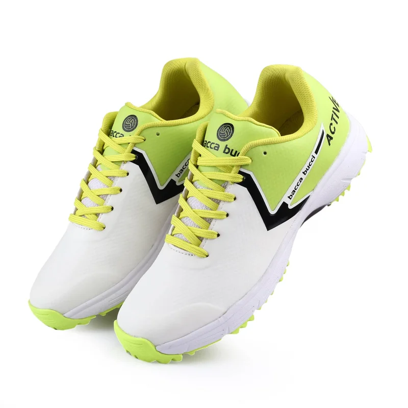 Bacca Bucci White Green Centurion Glide Dynamic FlexFit Elite Cricket Shoes for Men | Best Price UAE